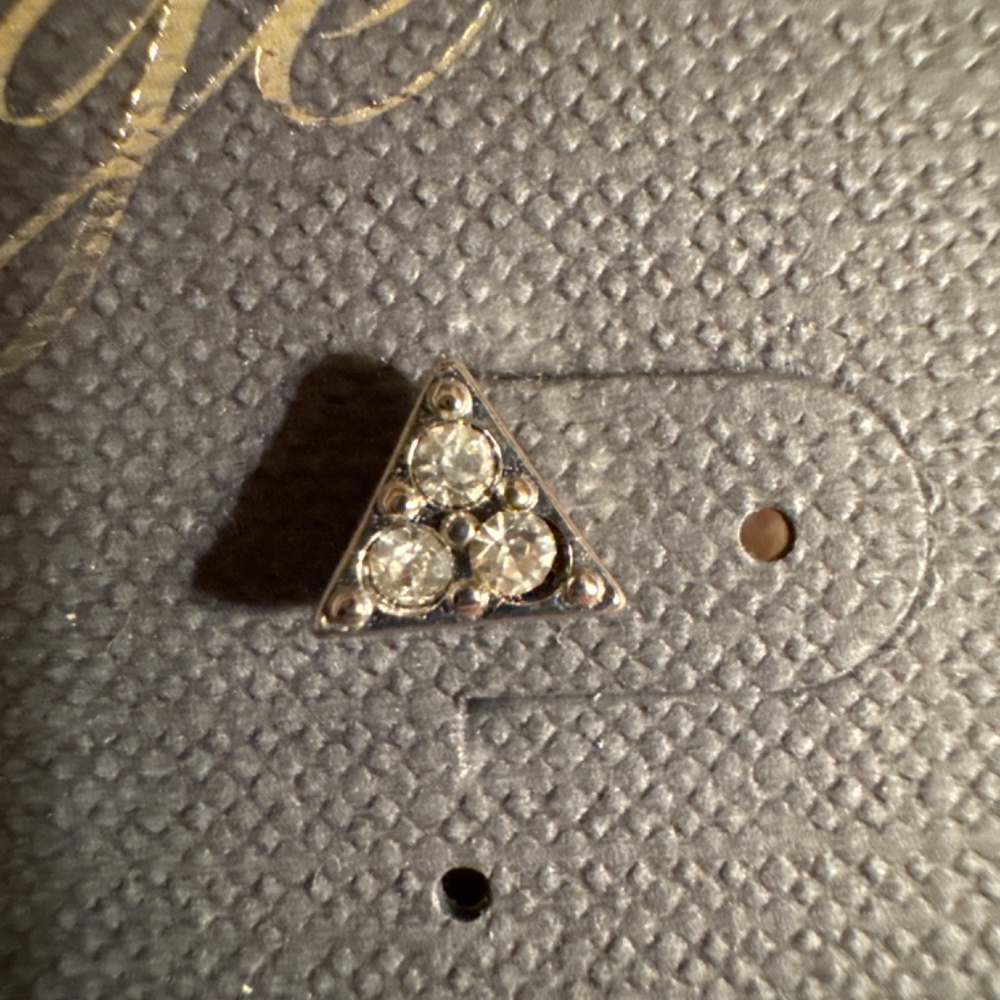 Tiny Triangle Rhinestone Stud Earrings - image 3